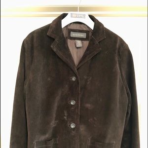 Banana Republic Chocolate Brn Suede Leather Jacket